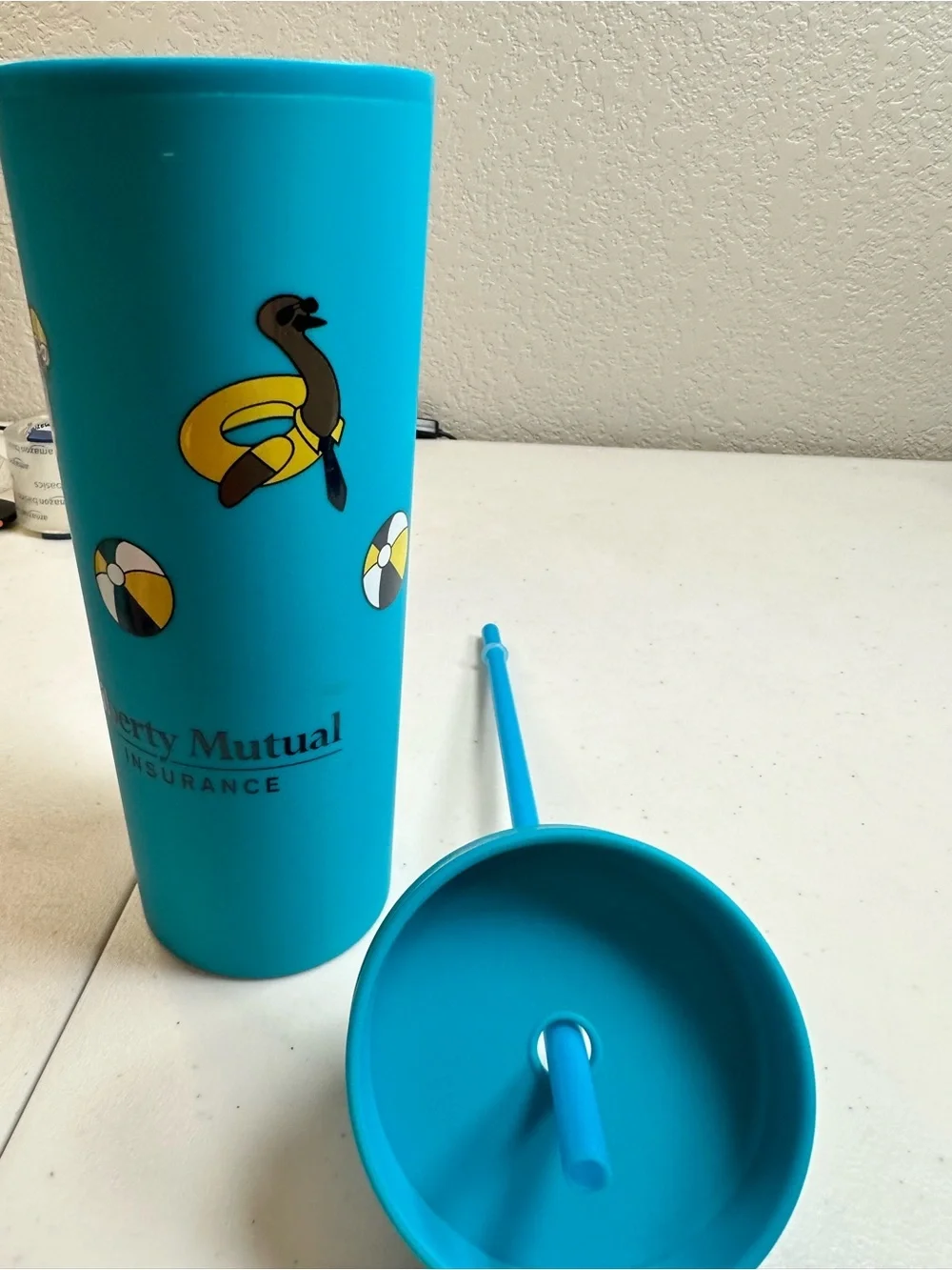 NWOT Blue Liberty Mutual Ins Promotional Tumbler EMU Swim